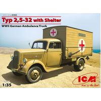 Icm 1/35 Typ 2 5-32 With Shelter Wwii German Ambulance Truck Plastic Model Kit