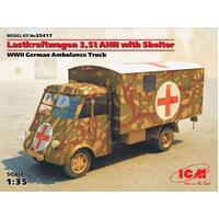 Icm 1/35 Lastkraftwagen 3 5 T Ahn With Shelter Wwii German Ambulance Truck Plastic Model Kit