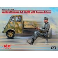Icm 1/35 Lastkraftwagen 3 5 T Ahn With German Drivers Plastic Model Kit