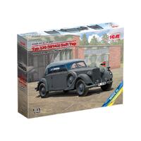 Icm 1/35 Typ 320 (W142) Cabriolet Soft Top Wwii German Staff Car Plastic Model Kit