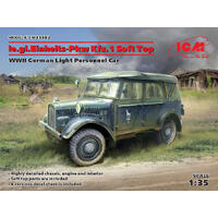Icm 1/35 Le.Gl.Einheitz-Pkw Kfz.1 Soft Top Wwii German Light Personnel Car Plastic Model Kit