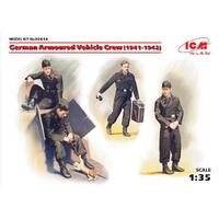 Icm 1/35 German Armoured Vehicle Crew (1941-1942) (4 Figures And Cat) Plastic Model Kit