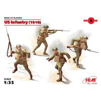 Icm 1/35 Us Infantry (1918) (4 Figures) Plastic Model Kit
