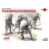 Icm 1/35 French Infantry In Gas Masks (1918) (4 Figures) Plastic Model Kit