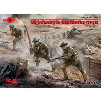 Icm 1/35 Us Infantry In Gas Masks (1918) (4 Figures) Plastic Model Kit