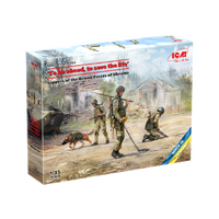 Icm 1/35 "To Be Ahead To Save The Life" Sappers Of The Armed Forces Of Ukraine (3 Figures And A Sapper Dog In A Protective Mask) Plastic Model Kit