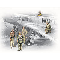 Icm 1/48 Usaaf Pilots And Ground Personnel (1941-1945) (5 Figures - 3 Pilots 2 Mechanics) Plastic Model Kit