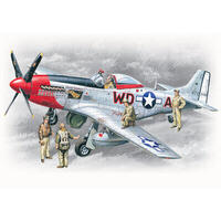 Icm 1/48 Mustang P-51D With Usaaf Pilots And Ground Personnel Plastic Model Kit