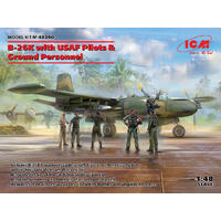 Icm 1/48 B-26K With Usaf Pilots & Ground Personnel Plastic Model Kit