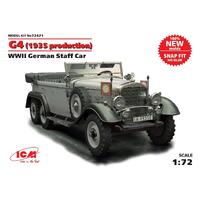 Icm 1/72 G4 (1935 Production) Wwii German Staff Car Snap Fit/No Glue Plastic Model Kit