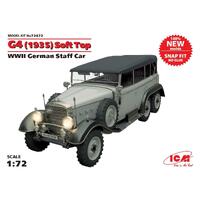 Icm 1/72 G4 (1935 Production) Soft Top Wwii German Staff Car Snap Fit/No Glue Plastic Model Kit