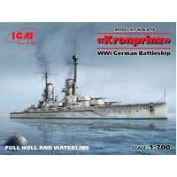 Icm 1/700 'Kronprinz' (Full Hull & Waterline) Wwi German Battleship Plastic Model Kit