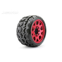 Jetko 1/8 Sgt 3.8 Ex-Tomahawk Tyres (Claw Rim/Metal Red/Med Soft/Belted/17Mm 0 O/S) [1601Crmsgbb1]