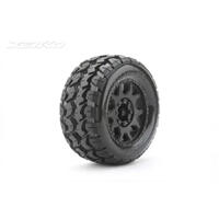 Jetko 1/8 Mt 3.8 Ex-Tomahawk Tyres (Claw Rim/Black/Medium Soft/Belted/17Mm 0 O/S) [1801Cbmsgbb1]