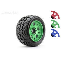 JETKO 1/5 XMT EX-TOMAHAWK TYRES (CLAW RIM/METAL GREEN/MEDIUM SOFT/BELTED/24MM) [5801CGMSGBB2]