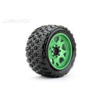 JETKO 1/5 XMT EX-KING COBRA TYRES (CLAW RIM/METAL GREEN/MEDIUM SOFT/BELTED/24MM) [5802CGMSGBB2]