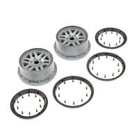 LOSI WHEEL AND BEADLOCK SET, GREY (2), 5IVE-T 2.0