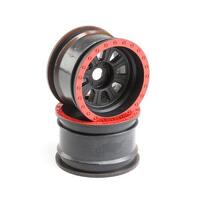 LOSI BLACK WHEELS, 2PCS, SUPER ROCK REY
