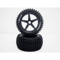 Louise Rc - T-Rock - 1-8 Truggy Tire Set - Mounted - Soft - Black Spoke Wheels - 0-Offset - Hex 17Mm - L-T3251Sb
