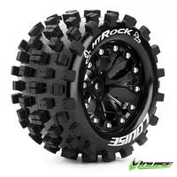 MT-ROCK 2.8 TYRE W/RIM BLACK 12MM HEX