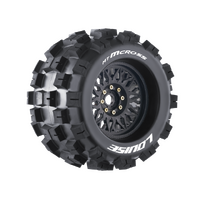 Mt-Cross 1/8 Truck Tyre W/Blk Rim 0 & 1/2Offset Hex 17Mm