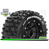 MFT MAXX MT-PIONEER MONSTER TRUCK TIRE SOFT / 1/2 OFFSET BEAD-LOCK BLACK RIM HEX 17MM / MOUNTED