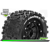 MFT MAXX MT-UPHILL MONSTER TRUCK TIRE SOFT / 1/2 OFFSET BEAD-LOCK BLACK RIM HEX 17MM / MOUNTED