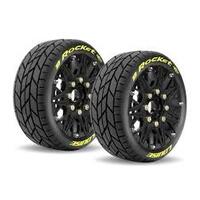 LOUISE RC - B-ROCKET - 1-8 BUGGY TIRE SET - MOUNTED REMOVABLE HEX 0 & 1/2 OFFSET 17MM BLACK