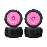 Method RC NitraGrip 1/28 Truggy Tyre Set Mounted on Pink Wheels, Losi Micro-T