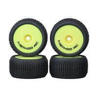 Method RC NitraGrip 1/28 Truggy Tyre Set Mounted on Yellow Wheels, Losi Micro-T