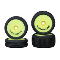 Method RC NitraGrip 1/24 Buggy Tyre Set Mounted on Yellow Wheels, Losi Micro-B