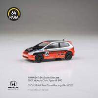 Para64 1/64 Honda Civic 2005 SEMA RealTime Racing LHD Diecast Model Car