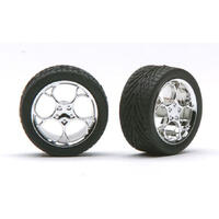 Pegasus 1/24 "Swirl Star" Rims W/Tires Chrome For Scale Models [1214]
