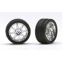 Pegasus 1/24 "Diamante'S" Rims W/Tires Chrome For Scale Models [1254]