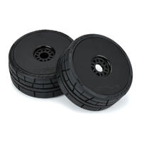 PROLINE MENACE HP BELTED SPEED RUN 1/8 TYRES MOUNTED ON MACH 10 BLACK WHEELS, 2PCS