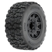 Proline Jaeger Hp Belted 2.8In F/R Monster Truck Tyres Mounted On Black Raid Wheels, 2Pcs