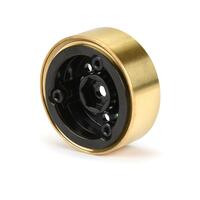 PROLINE 1/24 ROCK SHOOTER BRASS F/R 1.0INCH 7MM BLACK WHEELS, 2PCS