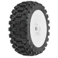 Proline 1/8 Badlands Mx M2 Buggy Tyres Mounted On White Wheels, F/R, Pr9067-31