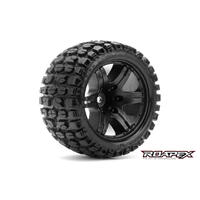 TRACKER BELTED 1/10 STADIUM TRUCK TIRE BLACK WHEEL 0 OFFSET 12MM HEX MOUNTED