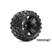 RHYTHM BELTED 1/10 STADIUM TRUCK TIRE BLACK WHEEL 1/2 OFFSET 12MM HEX MOUNTED