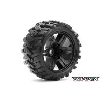 MORPH BELTED 1/10 STADIUM TRUCK TIRE BLACK WHEEL 1/2 OFFSET 12MM HEX MOUNTED