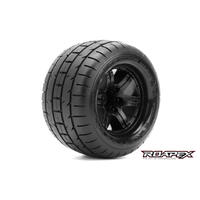 TRIGGER BELTED 1/10 MONSTER TRUCK TIRE BLACK WHEEL 0 OFFSET 12MM HEX MOUNTED