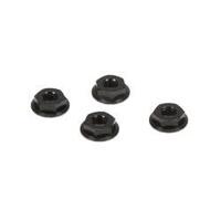TLR M4 ALUMINIUM SERRATED NUTS, LOW PROFILE, BLACK, 4PCS, 22 5.0, 22X-4