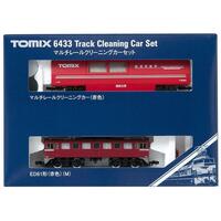 TOMIX N TRACK CLEANING CAR RED WITH LOCOMOTIVE