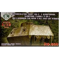 UM-MT 1/72 OB.-3 ARMORED RAILWAY CARRIAGE W/ T-26-1 W/CONIC TURRET (1937-39) PLASTIC MODEL KIT