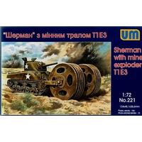 UNIMODELS 1/72 TANK M4A1 WITH T1E3 MINE EXPLODER PLASTIC MODEL KIT