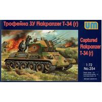 UNIMODELS 1/72 CAPTURED FLAKPANZER T-34 PLASTIC MODEL KIT