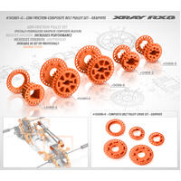 XRAY LOW FRICTION COMPOSITE FRONT BELT PULLEY 18T O6 - CENTER - GRAPHITE - XY345858-O