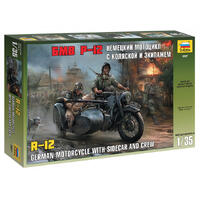 ZVEZDA 1/35 GERMAN WWII SIDECAR R12 WITH CREW PLASTIC MODEL KIT